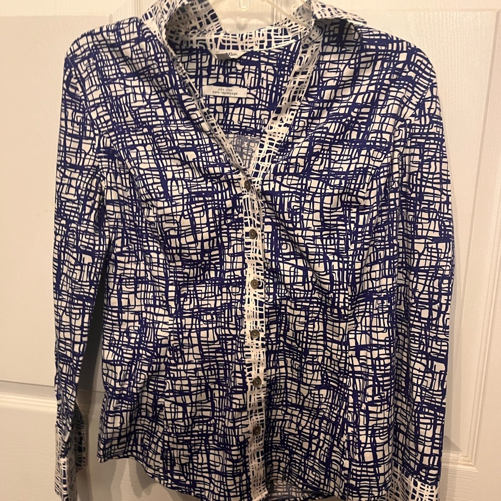 Calvin Klein Navy and White Button Down Shirt - Picture 1 of 3